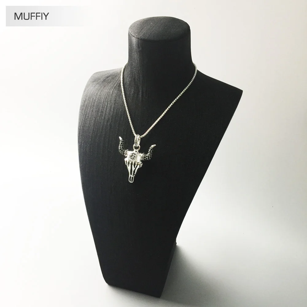 Подвеска из черного серебра с черепом быка модная бунтальная подвеска в