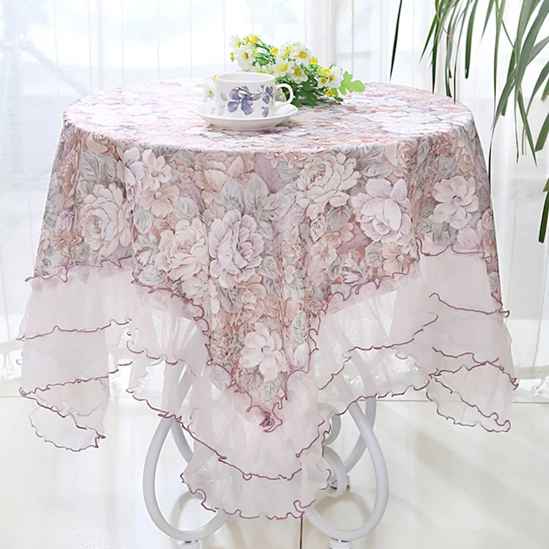 Скатерть Сакура цветочное кружево розовый жаккард 100x150 см 120x120 130x180 150x200 150x150 180x180
