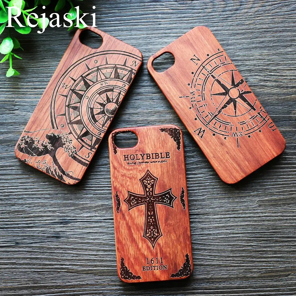 Ультратонкий Деревянный чехол с компасом и надписью Cross Bible для Apple iPhone 7 8 X