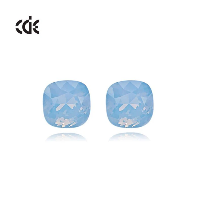 Light blue CDE, 925 пробы, серебряные серьги, квадратные, украшенные кристаллами, серьги-гвоздики, женские серьги, Женские Ювелирные изделия - Цвет камня: Light blue