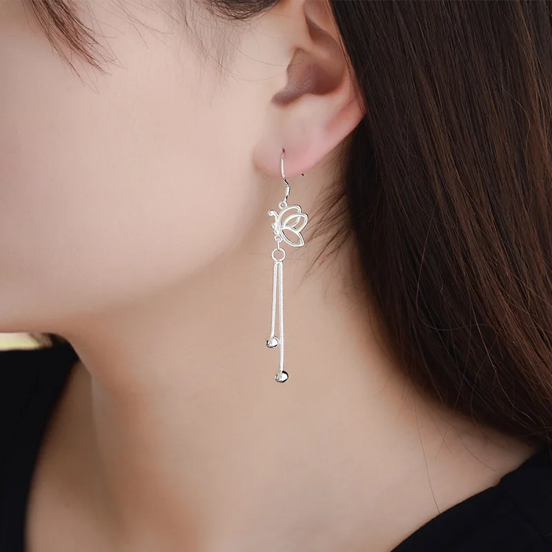 Модные серьги подвески с бабочками из стерлингового серебра 925 пробы для женщин