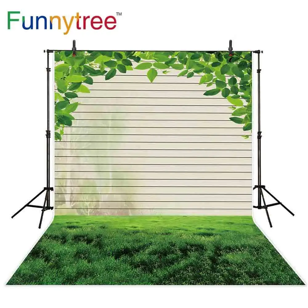 Фотофон Funnytree с изображением белого дерева листьев травы весенние пасхальные