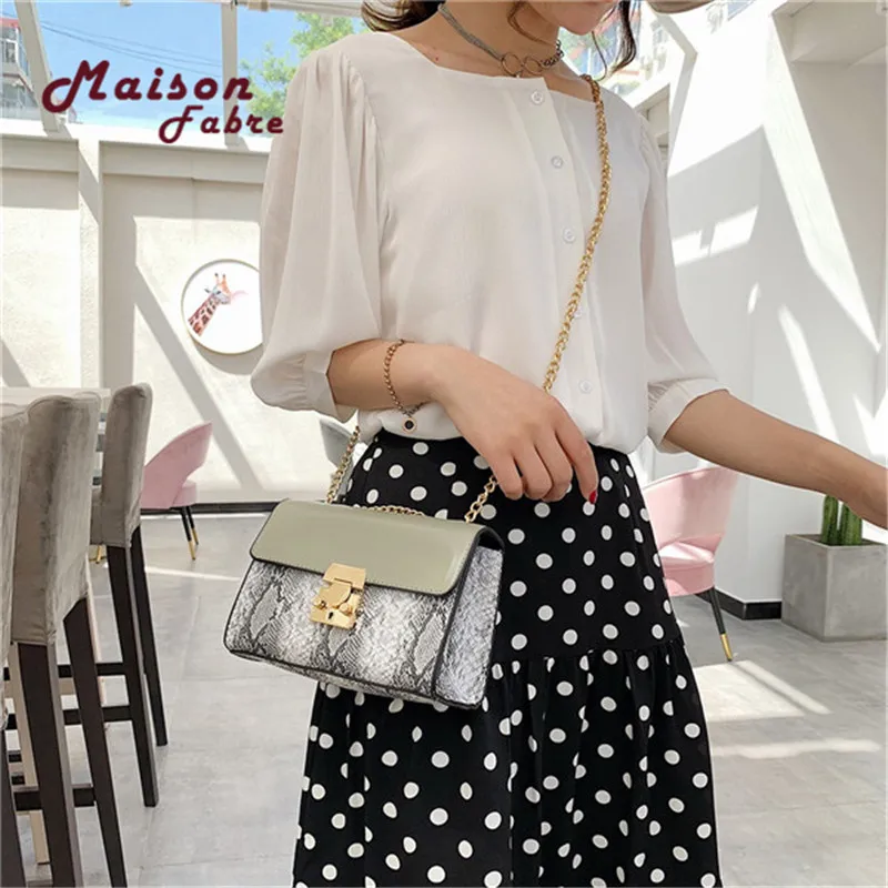 Женские сумки через плечо с узором змеи и цепочкой модель 2020|Сумки ручками| |