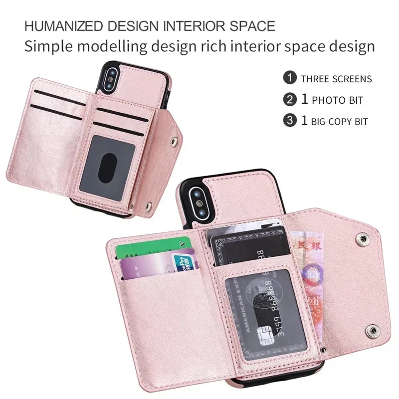 Чехол бумажник из искусственной кожи с откидной крышкой и отделением для карт