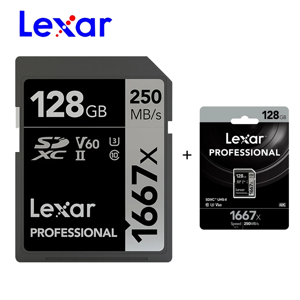 Lexar memory card Original sd card 64gb 128gb SDXC UHS-II U3 memory sd card 256gb High speed 250MB/s for Digital SLR/HD camera