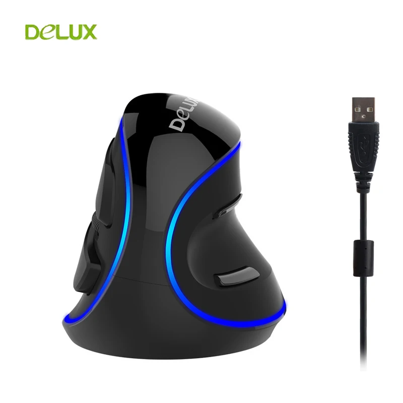 

Delux M618 Plus LED Ergonomic Wired Vertical Mouse 6 Button Mice 1600 DPI Computer Mice USB Optical Mause for PC Laptop Office