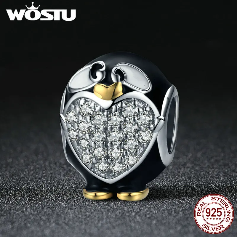 WOSTU Аутентичные 100% стерлингового серебра 925 восхитительный Дельфин прозрачный CZ