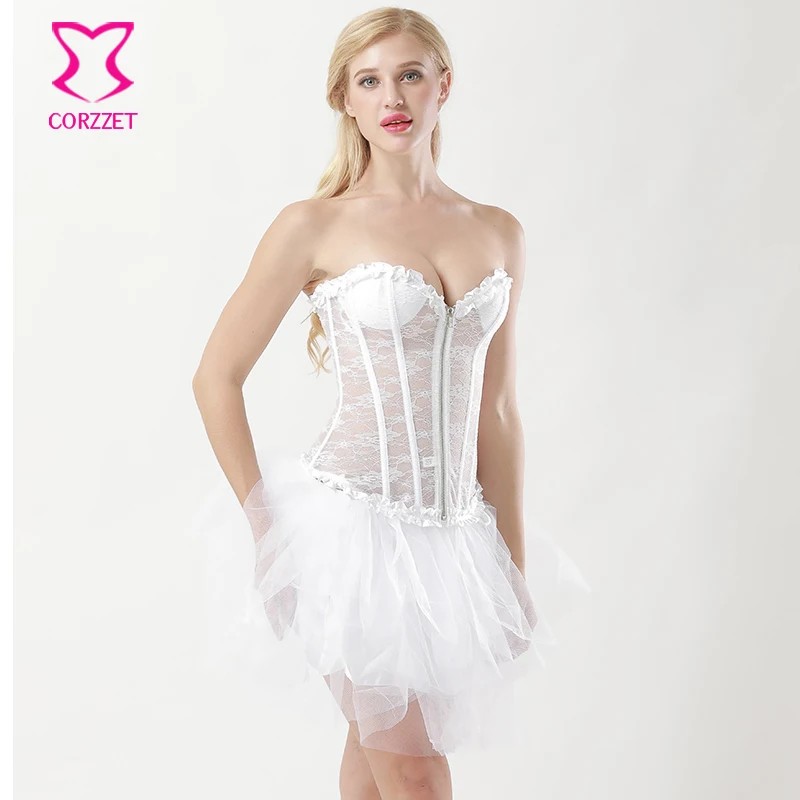 Белый прозрачный цветочный кружевной корсет для свадьбы юбка сексуальный