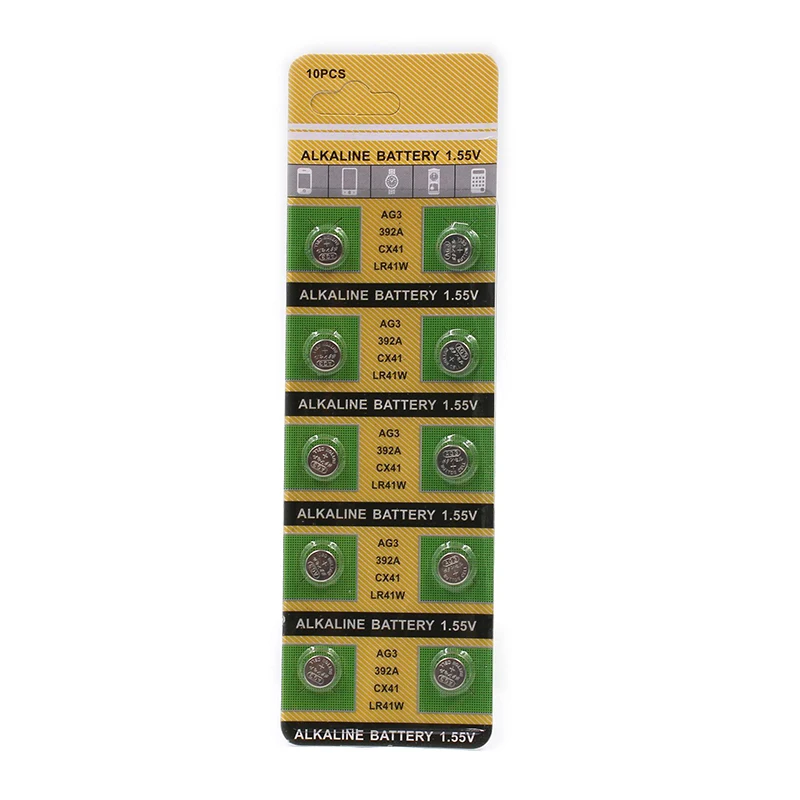 10 шт. 1 карты AG3 55 V кнопки сотового литий ионные часы батареи LR41 192 L736 392 SR736 V36A