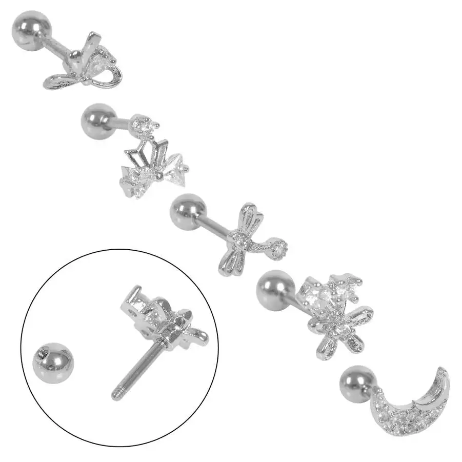 1 шт. хирургические Сталь без каблука в виде сердечка на спине ушной хрящ серьги