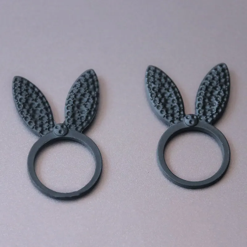 1 шт. матовый черный кролик с большими ушами кольца панк кольцо зайчиком для