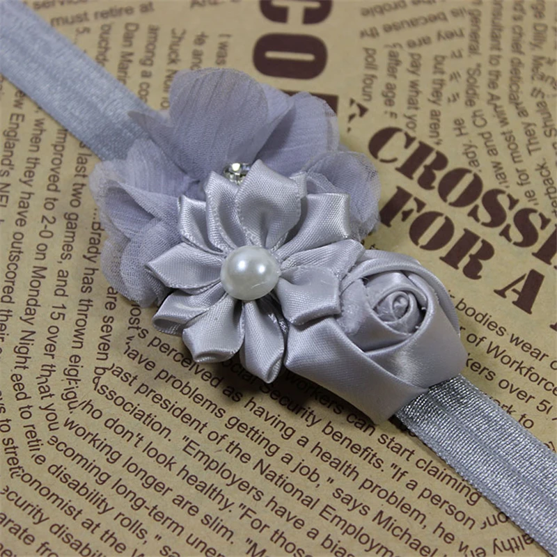 Детская повязка на голову для девочек эластичная лента волос с розовыми цветами