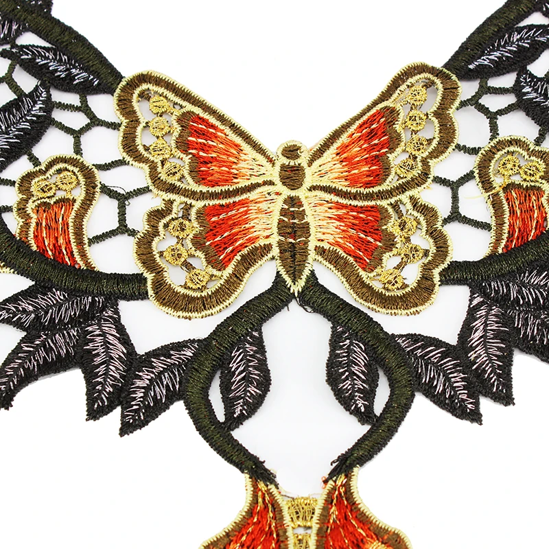 10 шт. кружевная вышитая бабочка воротник шея искусственная аппликация пришивная