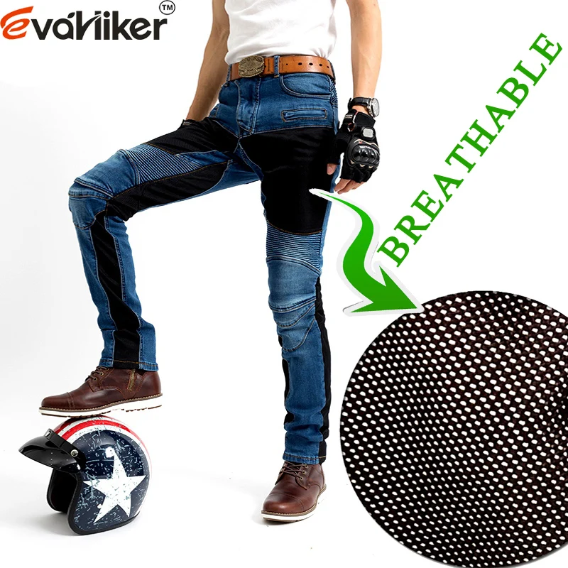 

Spring summer breathable Blue motorcycle Jeans Black Moto pants off-road motorcycle riding jeans auto rally trousers