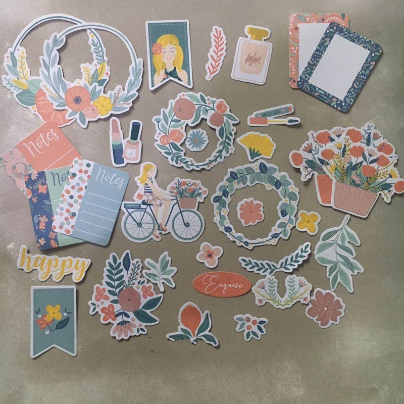 63 шт./упак. девочка путешествия Фольга золото высечки Бумага Скрапбукинг