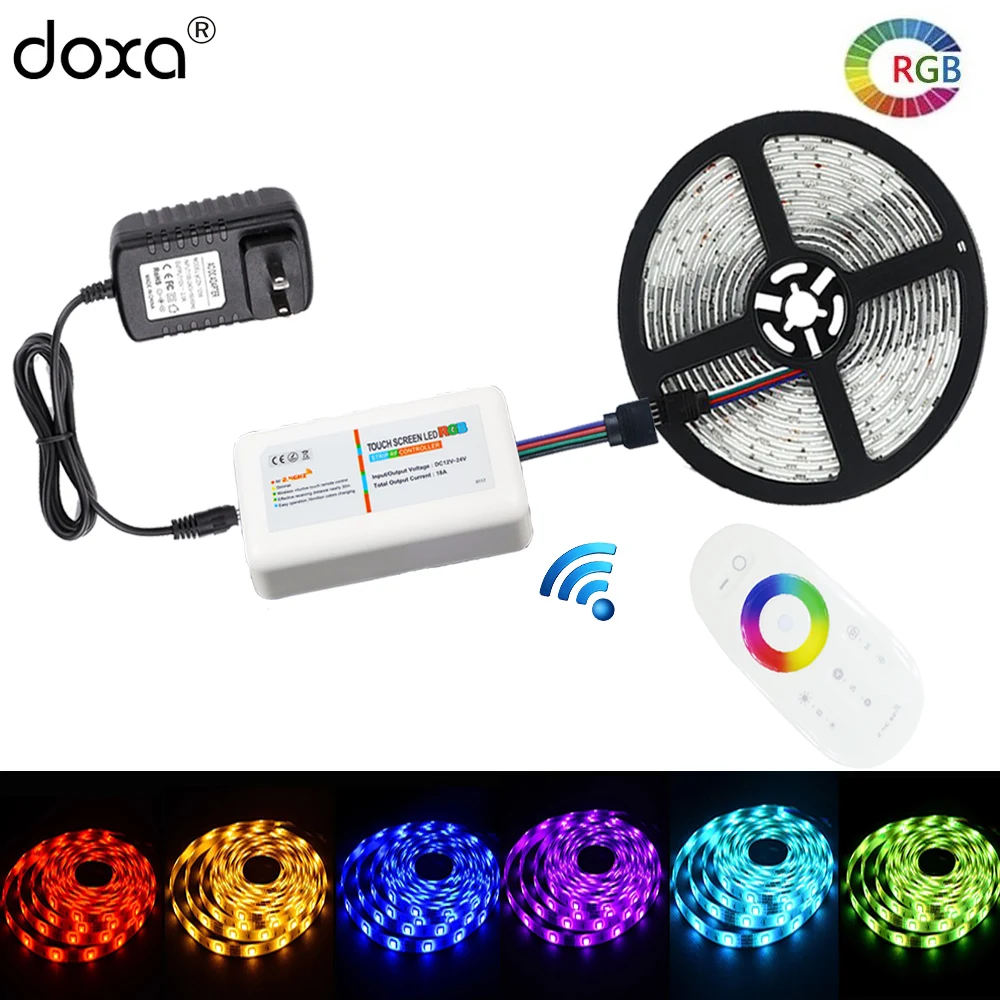 

Светодиодная лента BLYN 5 м RGB 5050 SMD гибкая Водонепроницаемая лента + радиочастотный сенсорный пульт дистанционного управления 16 миллионов цве...