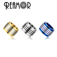 reamor diy metal beads 6mm8mm blue 316l stainless steel stripe cylinder spacer beads for men bracelet necklace jewelry making