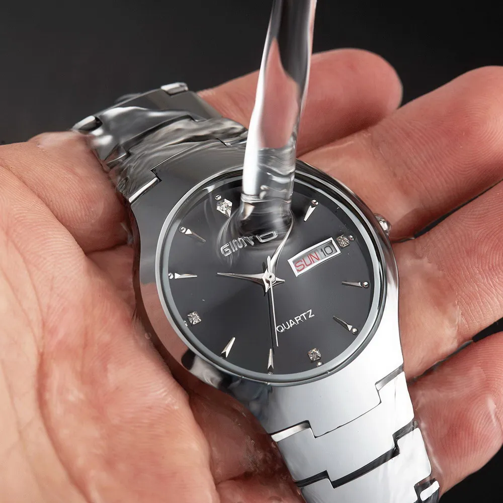 Классические Мужские Часы Лучший Бренд Класса Люкс Стали Вольфрама Золотые