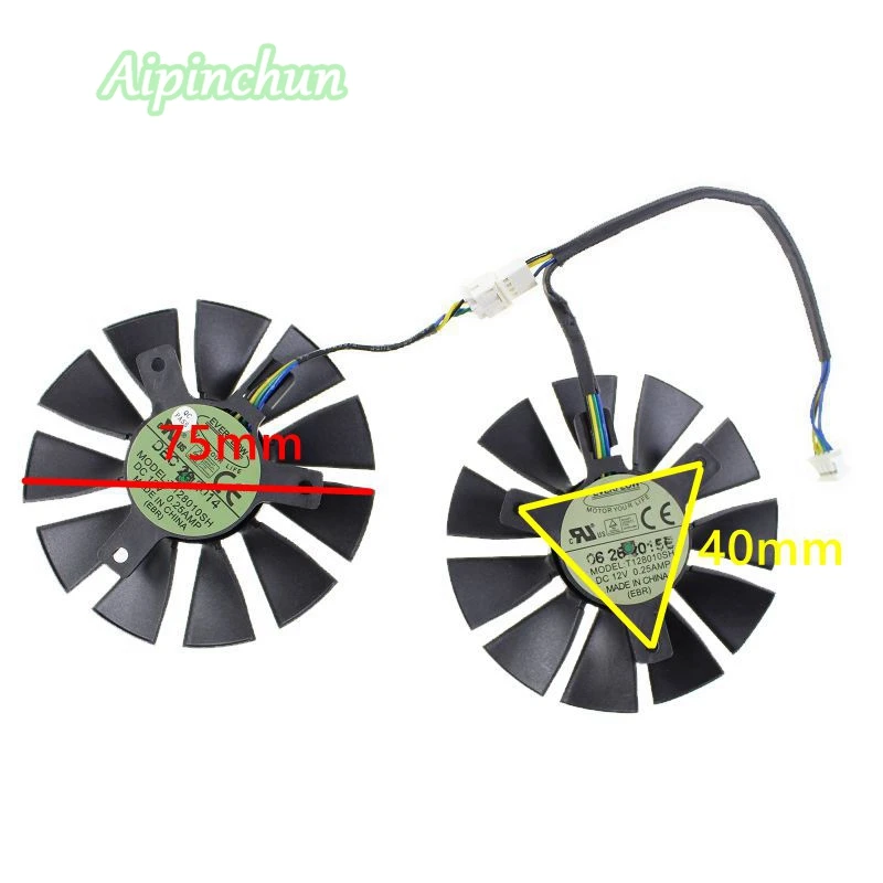 Новинка 75 мм кулер T128010SH вентилятор VGA для ASUS STRIX GTX1060 1050 GTX960 GTX950 GTX750Ti R9 370