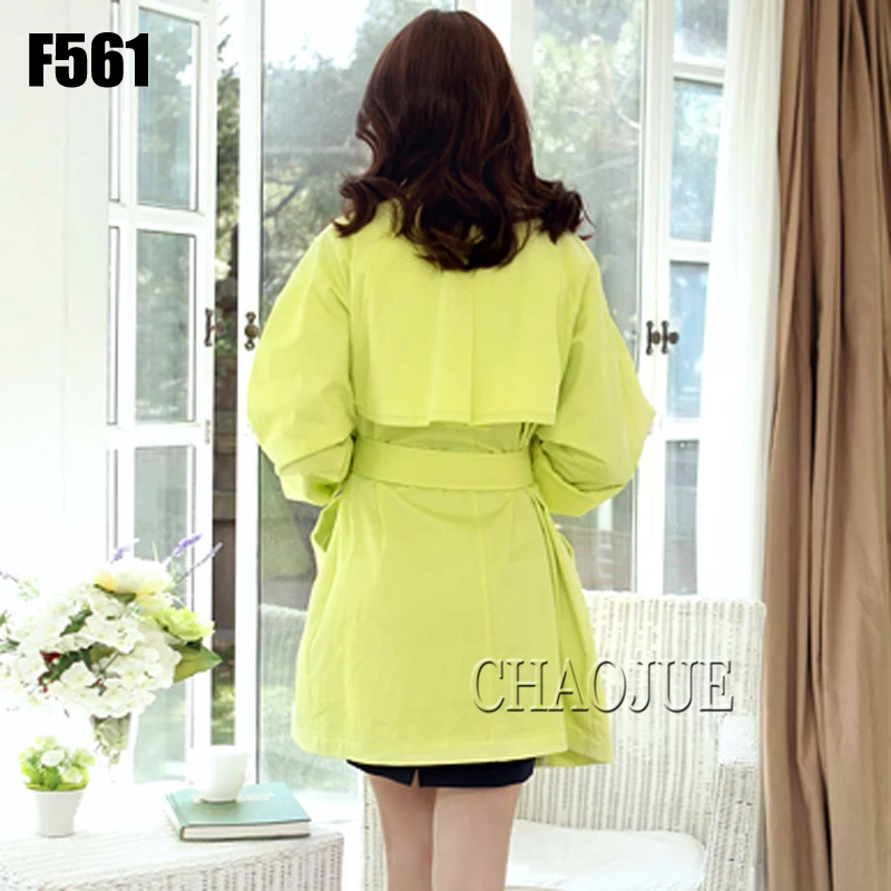 CHAOJUE неоново-зеленый тренч для женщин Новое поступление 2018 приталенное пальто