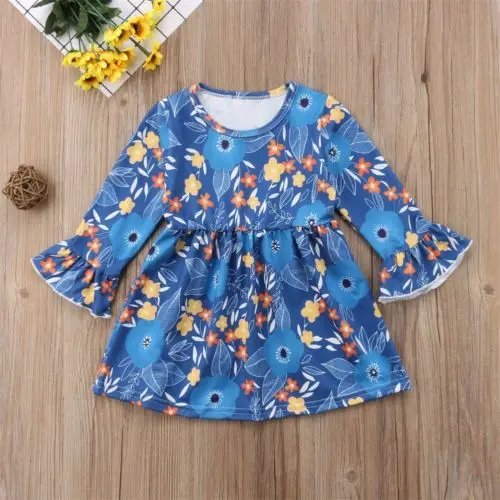 Новинка осени 2018 милая одежда с длинными рукавами и расклешенными для маленьких