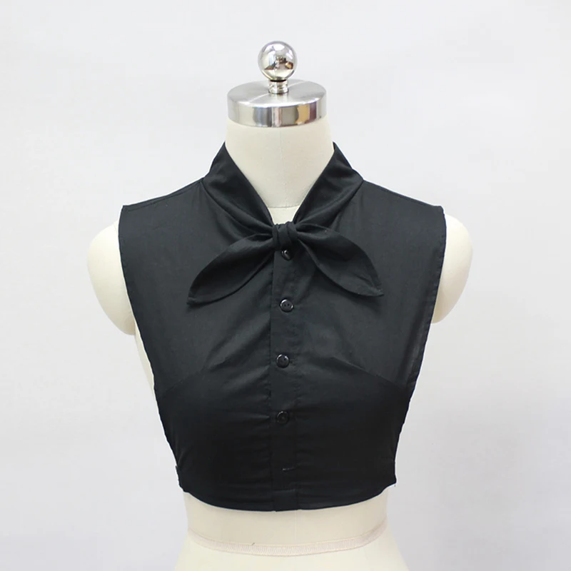 

Корейский дизайн, однотонный воротник для рубашки, белый, черный хлопковый винтажный съемный высокий воротник, галстук, женские аксессуары ...