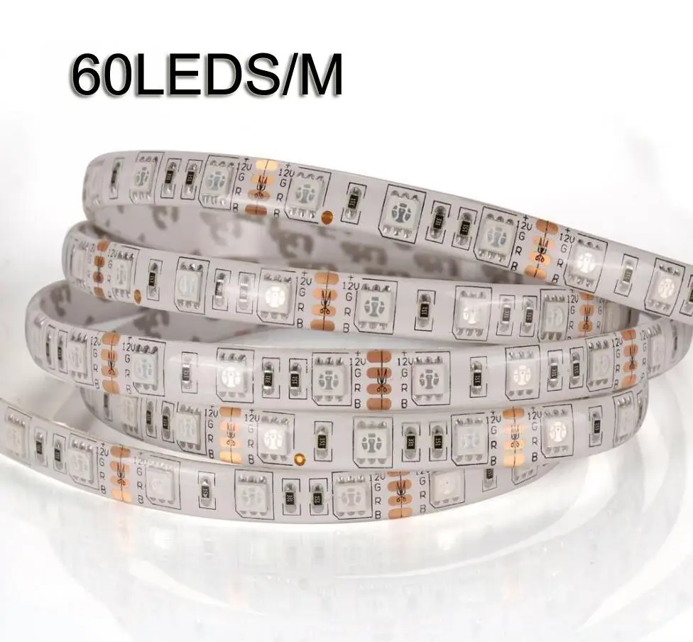 60LEDS 1M 5 м или 10 м 5050 SMD RGB Светодиодная лента световая лента Рождественская декоративная лампа лента+ 44 клавиши пульт дистанционного управления+ комплект адаптера питания - Испускаемый цвет: 60LEDS 1M