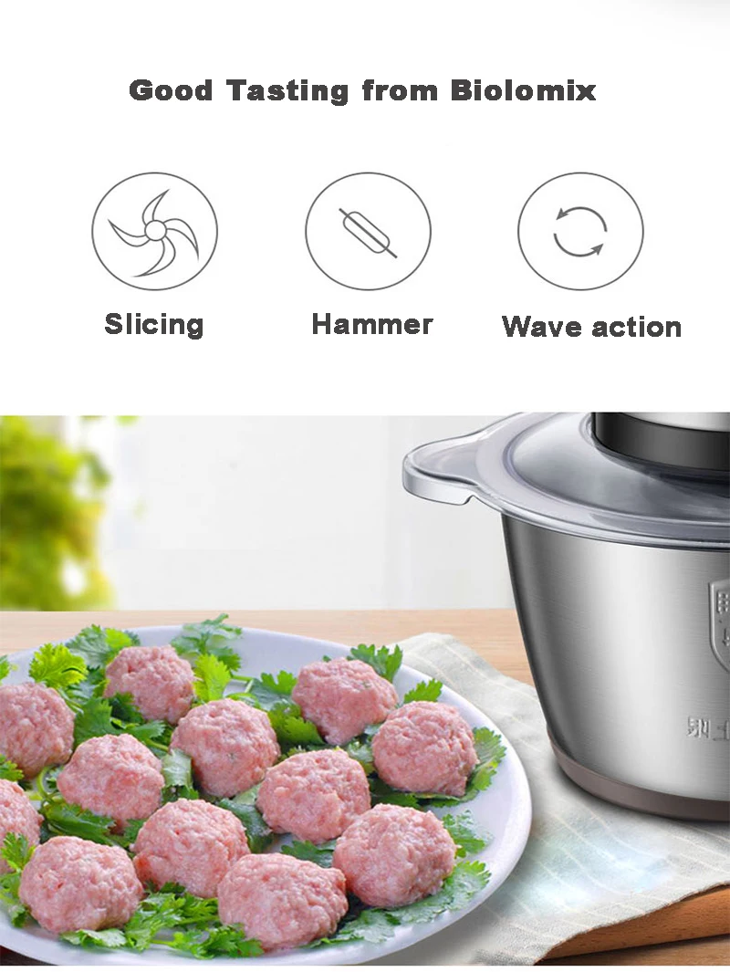 Нержавеющая сталь 2 скорости 500 Вт 2л большая емкость Мясорубка домашняя Мясорубка кухонный комбайн