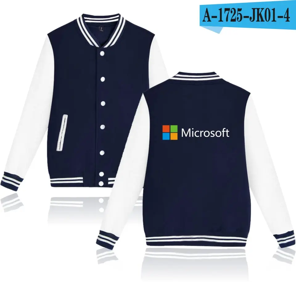 navy blue and white Это Google microsoft Бейсбол Куртки Кофты для женщин/для мужчин форма осень зима печатных Повседневная Верхняя одежда Пальто - Color: navy blue and white