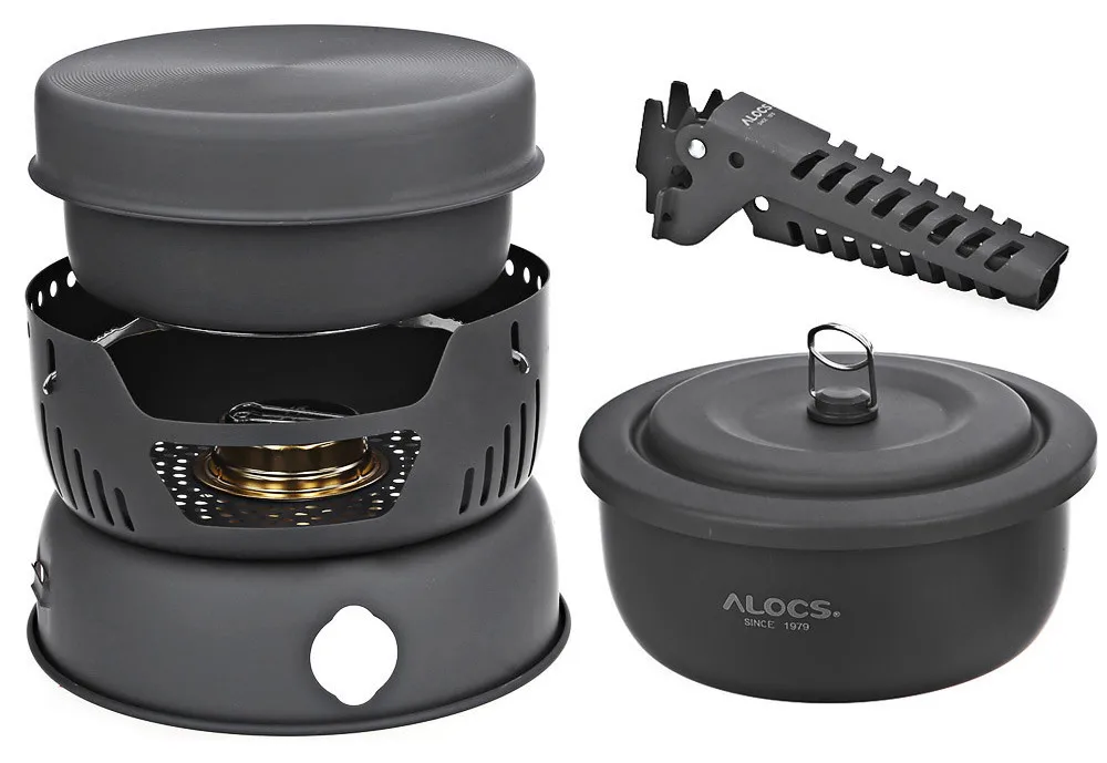 ALOCS CW-C05, походная портативная посуда, 10 шт., набор посуды для кемпинга, наборы чаш с сковородой, захват, Горшочек для пикника, барбекю