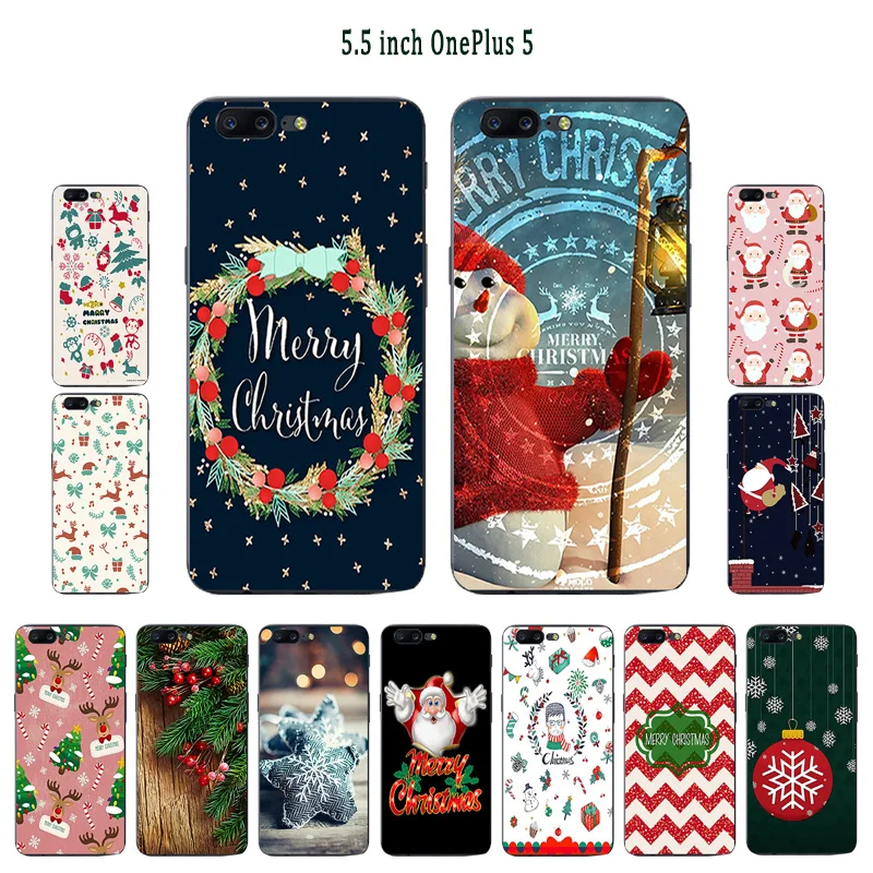 Чехол для One Plus 5 Five 1 + DIY окрашенные мягкие ТПУ Силиконовые X'mas Day чехол телефона