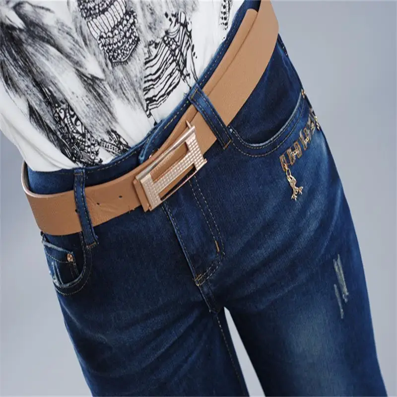 Женские прямые рваные джинсы широкие брюки со средней посадкой|pants jean|pant leg or pants