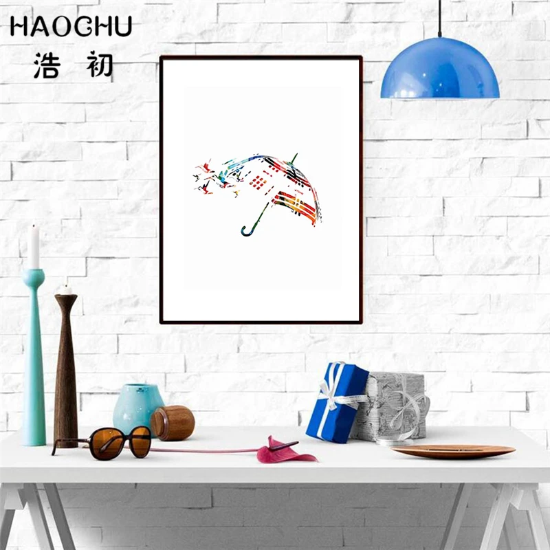 HAOCHU акварельные абстрактные птицы летающие настенные картины на холсте