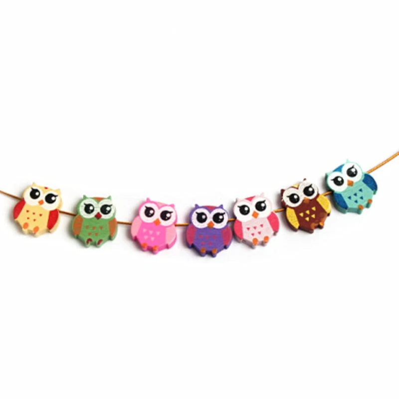 2016 деревянные бусины 50 шт. в виде совы прекрасная фотография Детские Поделки