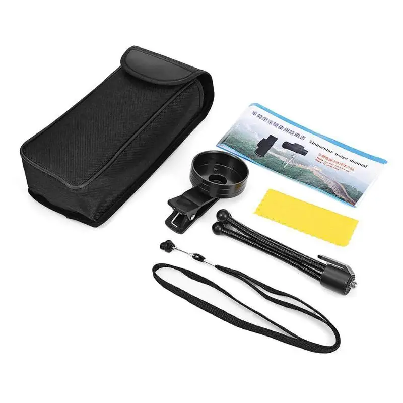 40X60 Monocular Telescope Outdoor Optics Telescopic Camping Scopes With Compass Phone Clip Tripod Survival Hunting Equipment