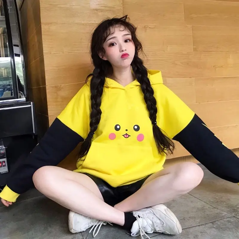 Женская толстовка с капюшоном Harajuku толстый Ulzzang Милый принт свободный без
