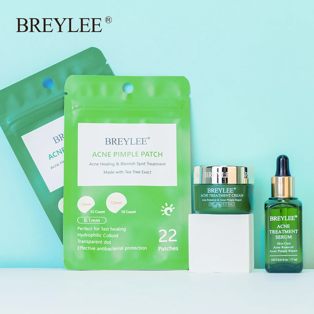 Breylee набор для лечения акне, отбеливающий крем, Сыворотка от акне, прыщи, пластырь, средство для удаления прыщей, маска для лица, эссенция, уход за кожей