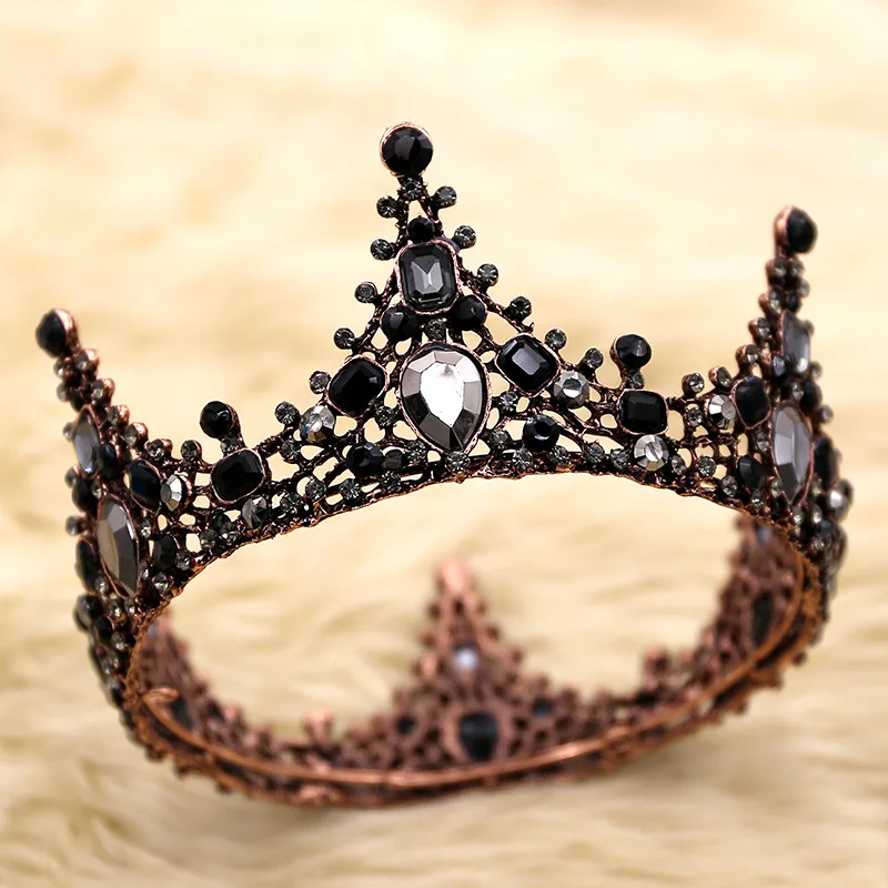 Gold Горячая барокко Винтаж Кристалл, свадьба, для новобрачных Tiaras повязка на голову черная принцесса Корона конкурса красоты свадебные аксессуары для волос M30 - Окраска металла: Gold