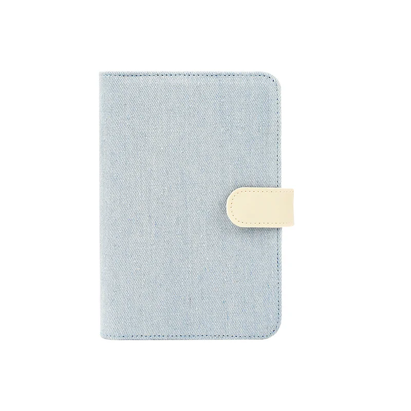 Blue Beige A5 A6 Kawaii милый Тканевый блокнот для школы, офиса, канцелярских принадлежностей, пустая линия, сетка, точки, планировщик, блокнот, 6 отверстий, спиральное кольцо, связующее - Цвет: Blue Beige