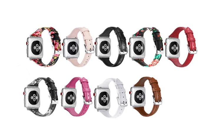 Кожа Тонкий спортивный браслет ремни для Apple Watch группа 4 44/40 мм цветочный мужчин/женщин часы ремешок для iwatch серии 3/42/38 мм