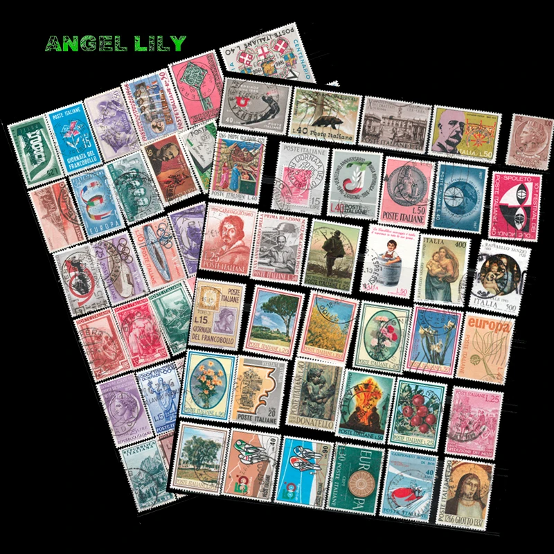 48 шт./лот ранние годы все разные итальянские использованные почтовые штампы с почтовой маркой для