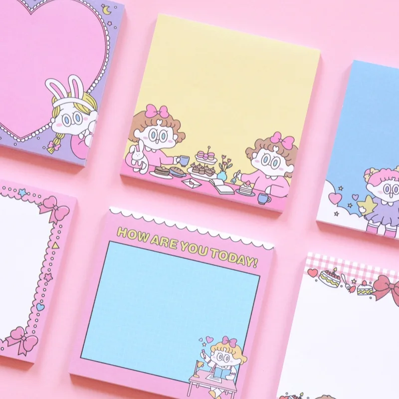50 листов милая девушка корейский липкий блокнот для заметок Kawaii канцелярские принадлежности планировщик блокнот бумажные закладки для школьных учебников офисные принадлежности