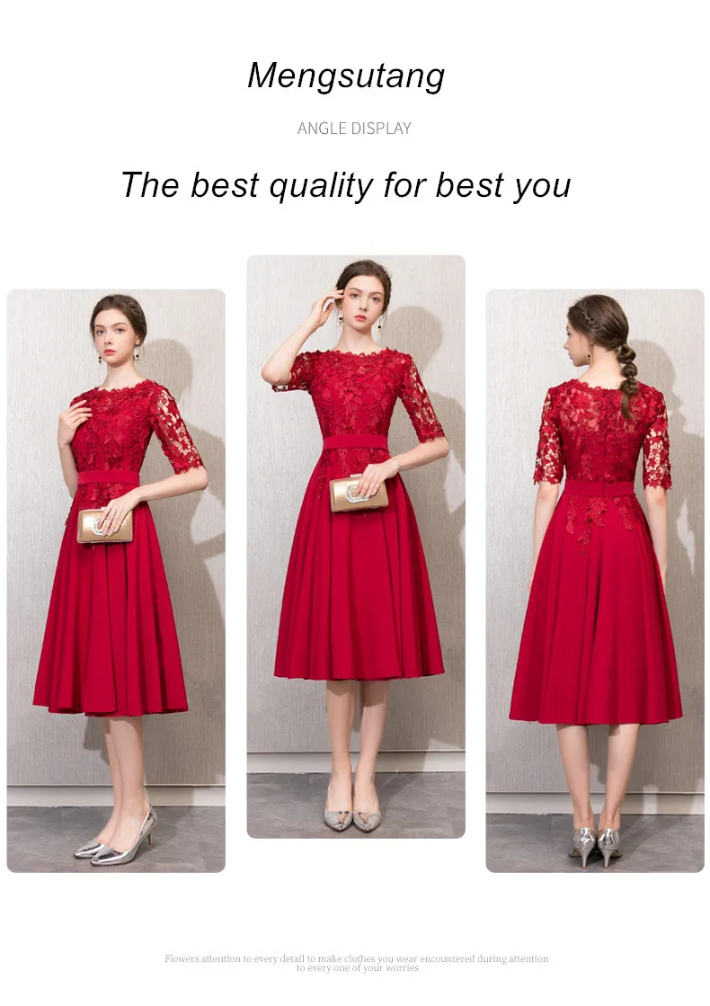 Robe de soiree Новое Кружевное тонкое вечернее платье vestido de festa с круглым вырезом, длиной до колен, плюс размер, вечернее платье для выпускного вечера, женское элегантное