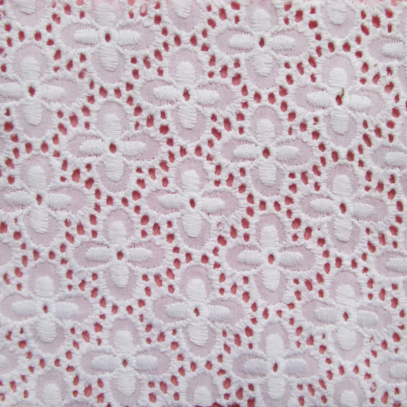 Изысканная хлопчатобумажная ткань с цветочной вышивкой 90 см * 130 белая кружевная