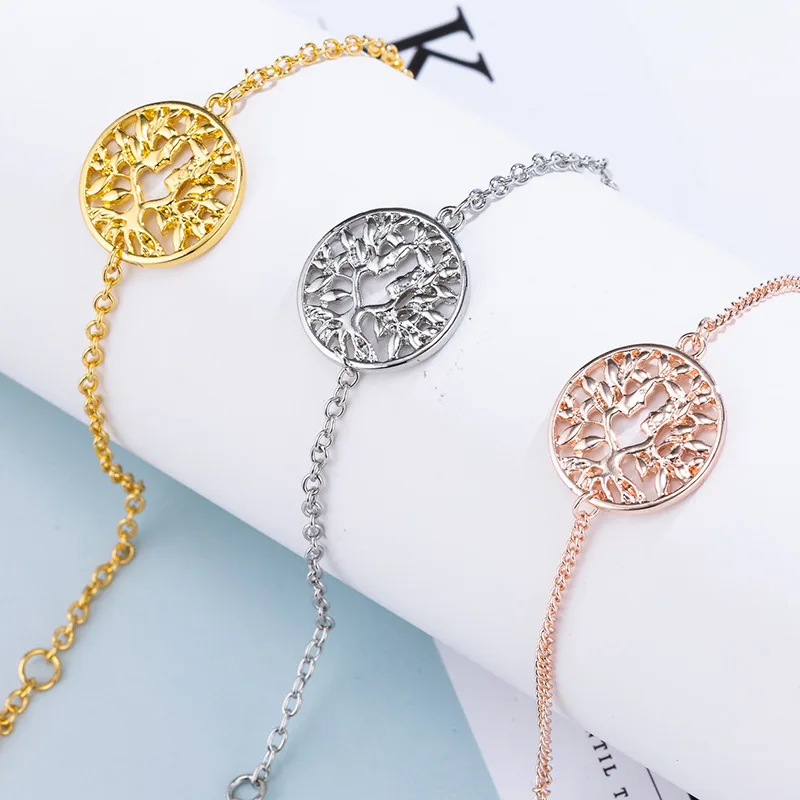 Женский полый металлический браслет Древо жизни в европейском и американском