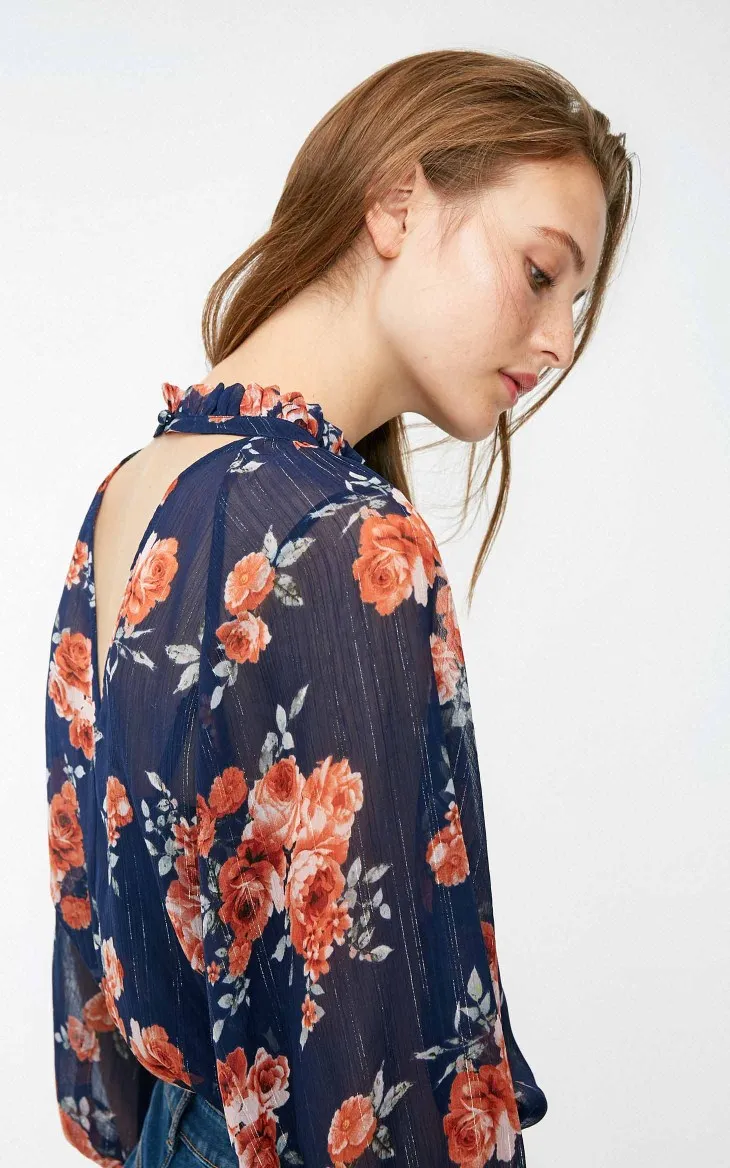Vero Moda Новая женская печатная ткань v-образным вырезом 3/4 рукава шифоновая блузка, Топ | 318458502