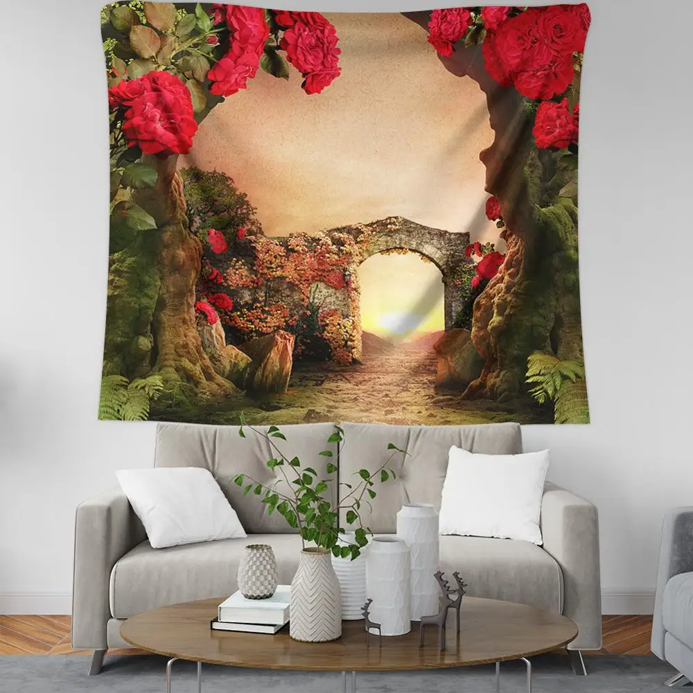 Кантри-роуд настенный гобелен кровать пледы одеяло лес цветок Декор для дома |