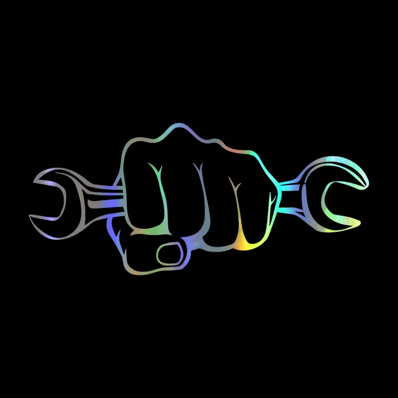 

window Sticker Vinyl 17.7*7.9cm Mechanic Holding A Wrench Sticker On window Funny Reflective Stickers Decals JDM window Styling