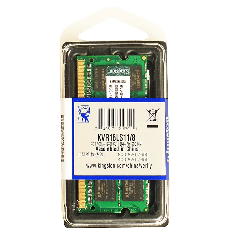 Kingston DDR3L 8 Гб 1600 МГц DDR3 8 Гб низкое напряжение SO-DIMM ноутбук Ram(KVR16LS11/8 ГБ
