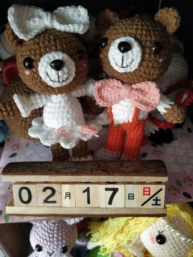 15*8 см милый медведь рука-переплетенные волосы кукла вязание крючком узор